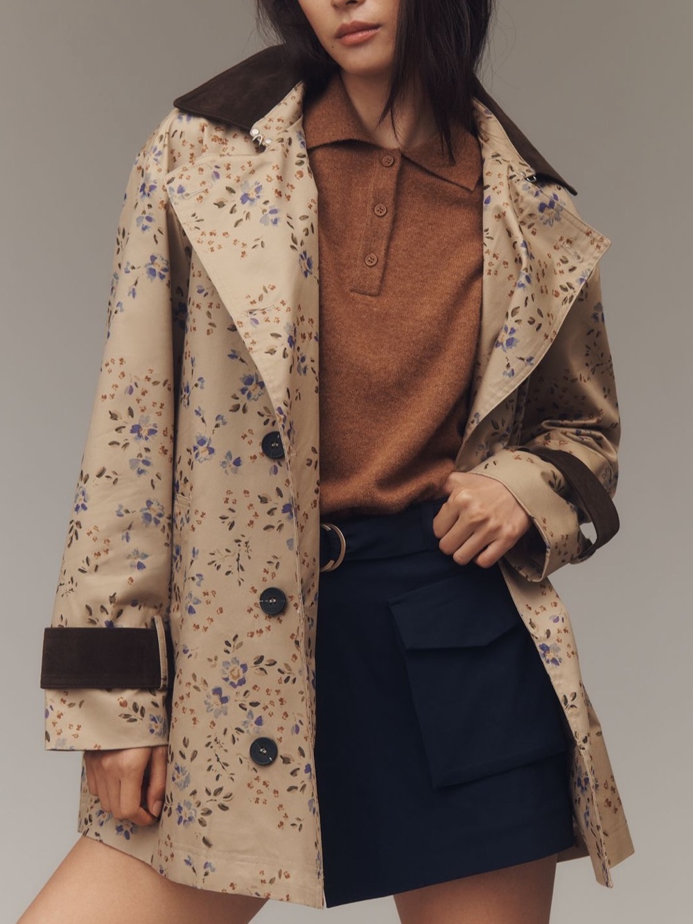 Anthropologie Avec Les Filles Floral Trench Coat